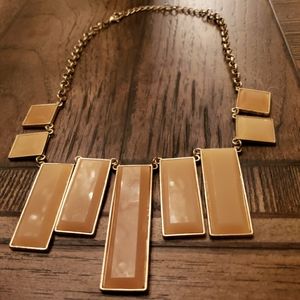 Beautiful Modern Yellow Stone Bib Necklace Gold Tone Unsigned